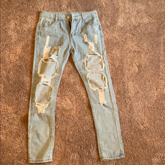 New Fashion Ripped Jeans Femme Casual Washed Holes - Picture 1 of 4